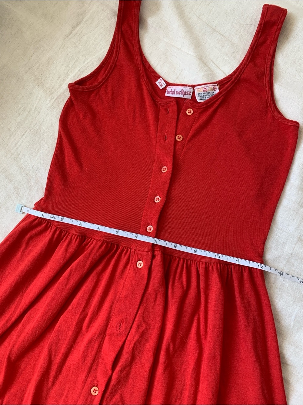 Vintage Red Button-Front Sleeveless Dress - Picture 8 of 10